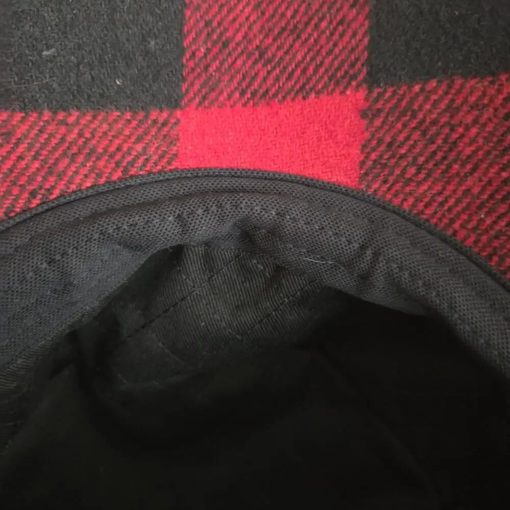 Eddie Bauer Hadlock Trapper Hat Red Black Buffalo Plaid Ear Flap Cap Men L/XL
